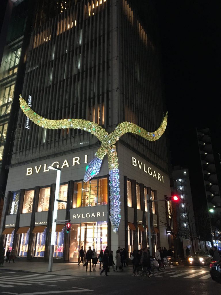 ブルガリ銀座タワーイルミネーション 1月31日まで実施予定 マイ銀座